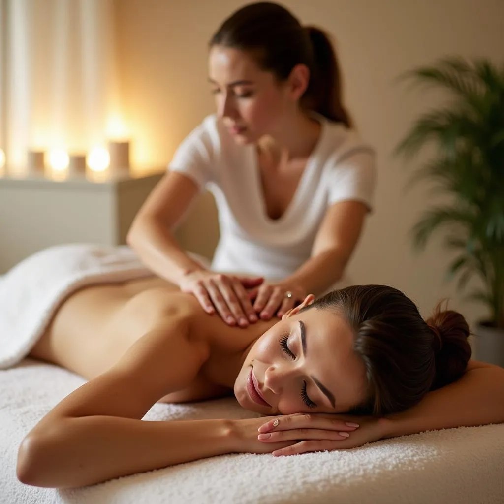 Woman Enjoying Massage at Alsatian Spa