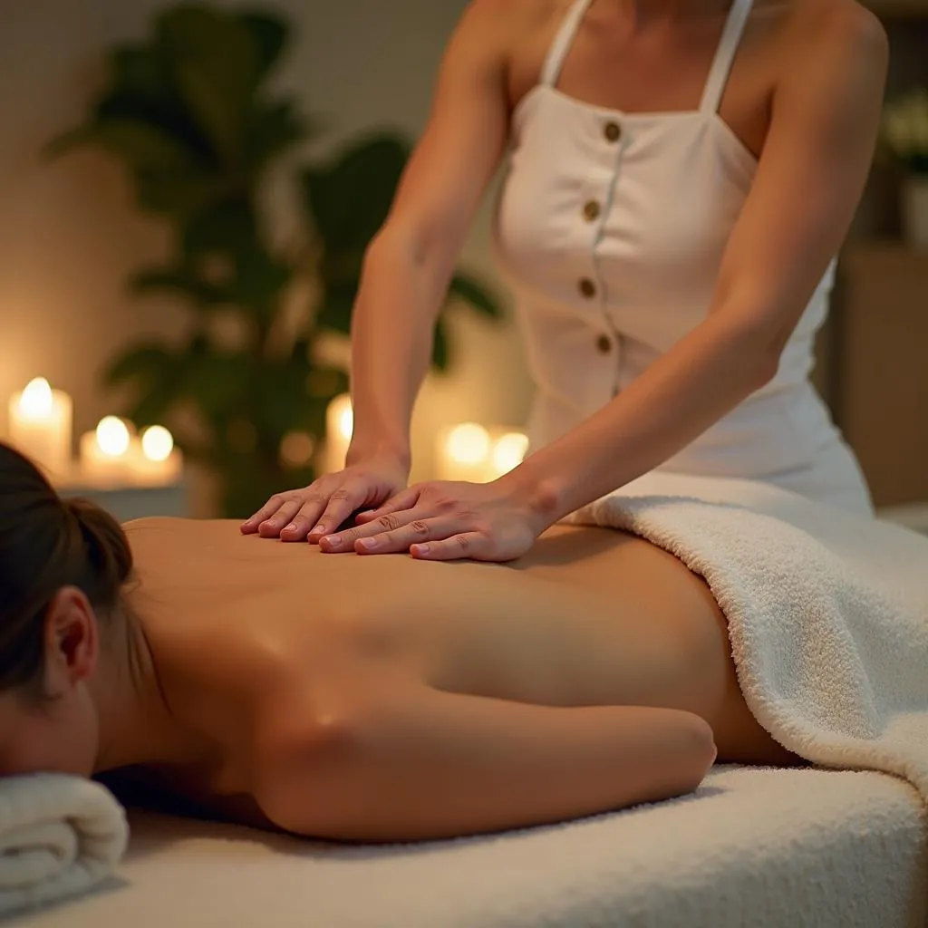 Woman Enjoying Massage at Spa