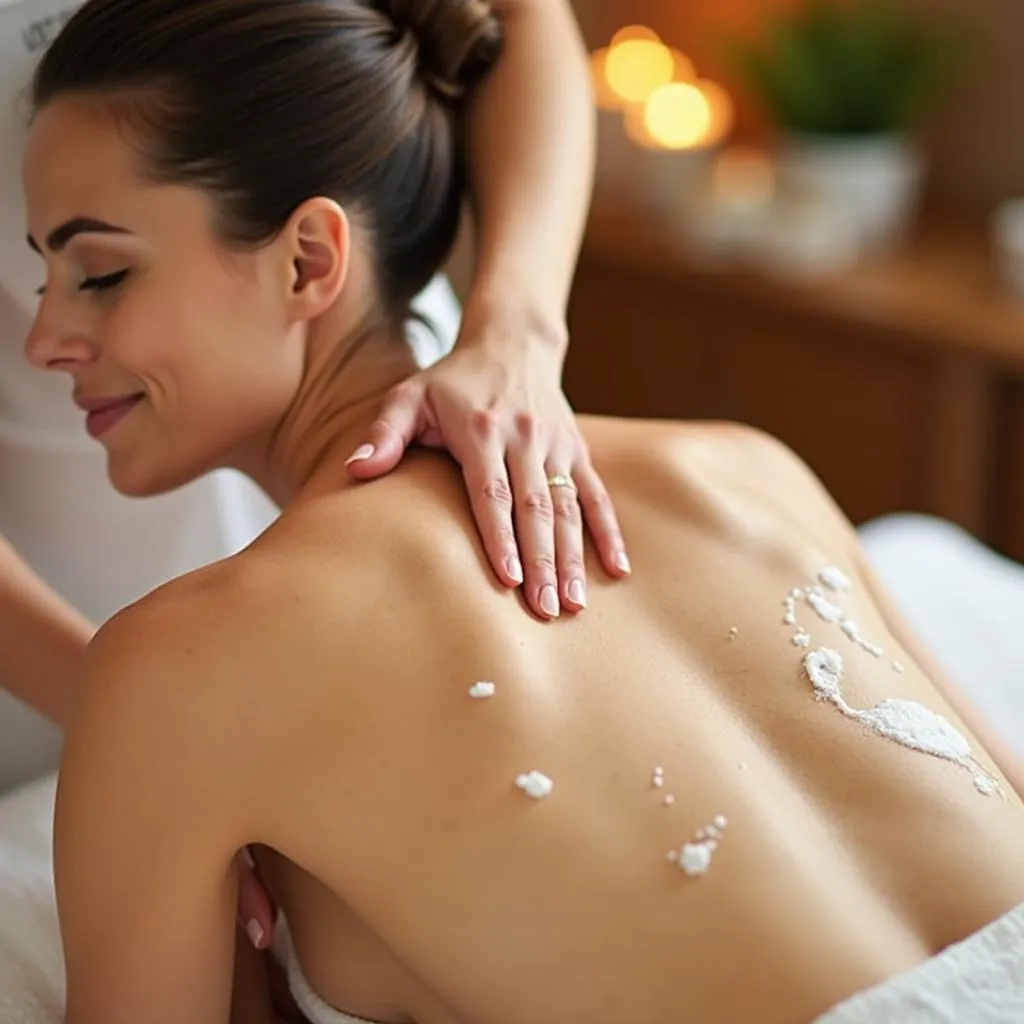 Woman Getting a Body Scrub Treatment