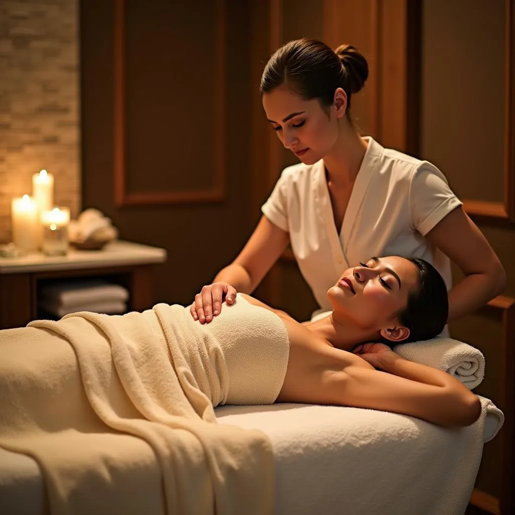 Woman Getting a Body Wrap Treatment