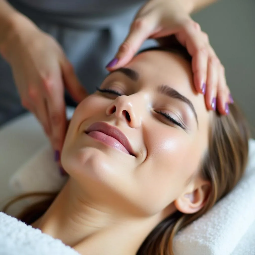 Woman Getting Facial Treatment