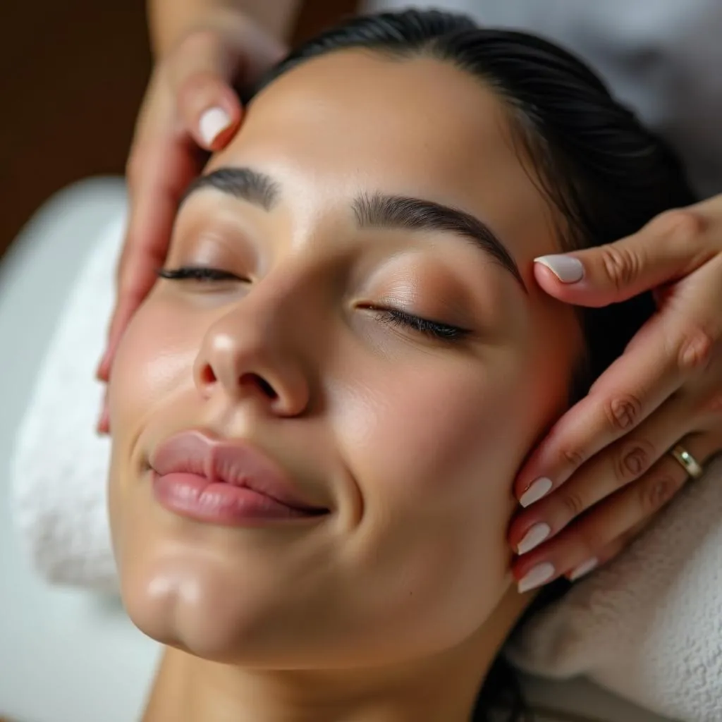 Woman receiving a relaxing facial treatment at a spa in Imphal