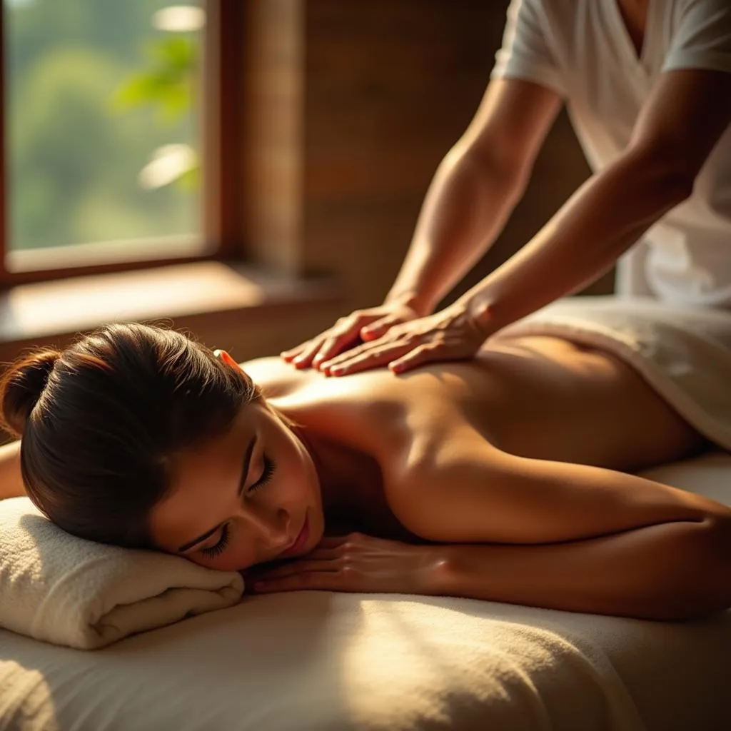 Woman Getting a Massage at Guwahati Spa