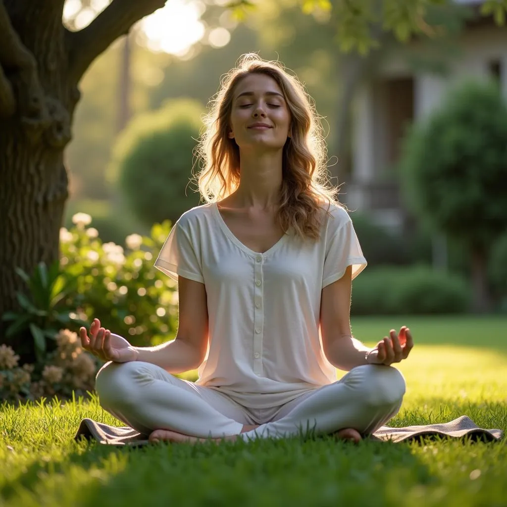 Woman Meditating Outdoors