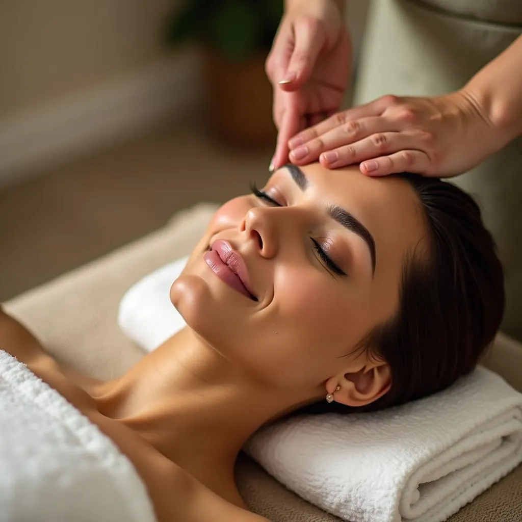 Woman receiving Ayurvedic massage in Delhi spa