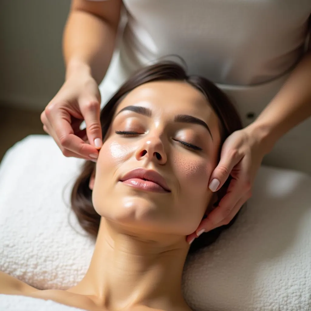 Woman Receiving a Facial Treatment