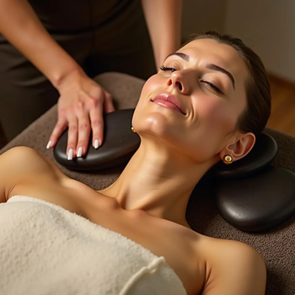 Relaxing hot stone massage therapy 