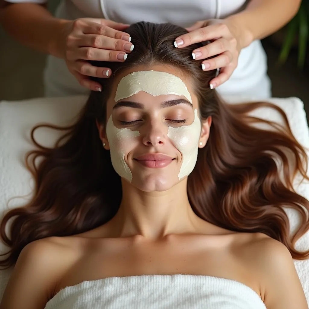 Woman Receiving Onion Hair Treatment at a Spa