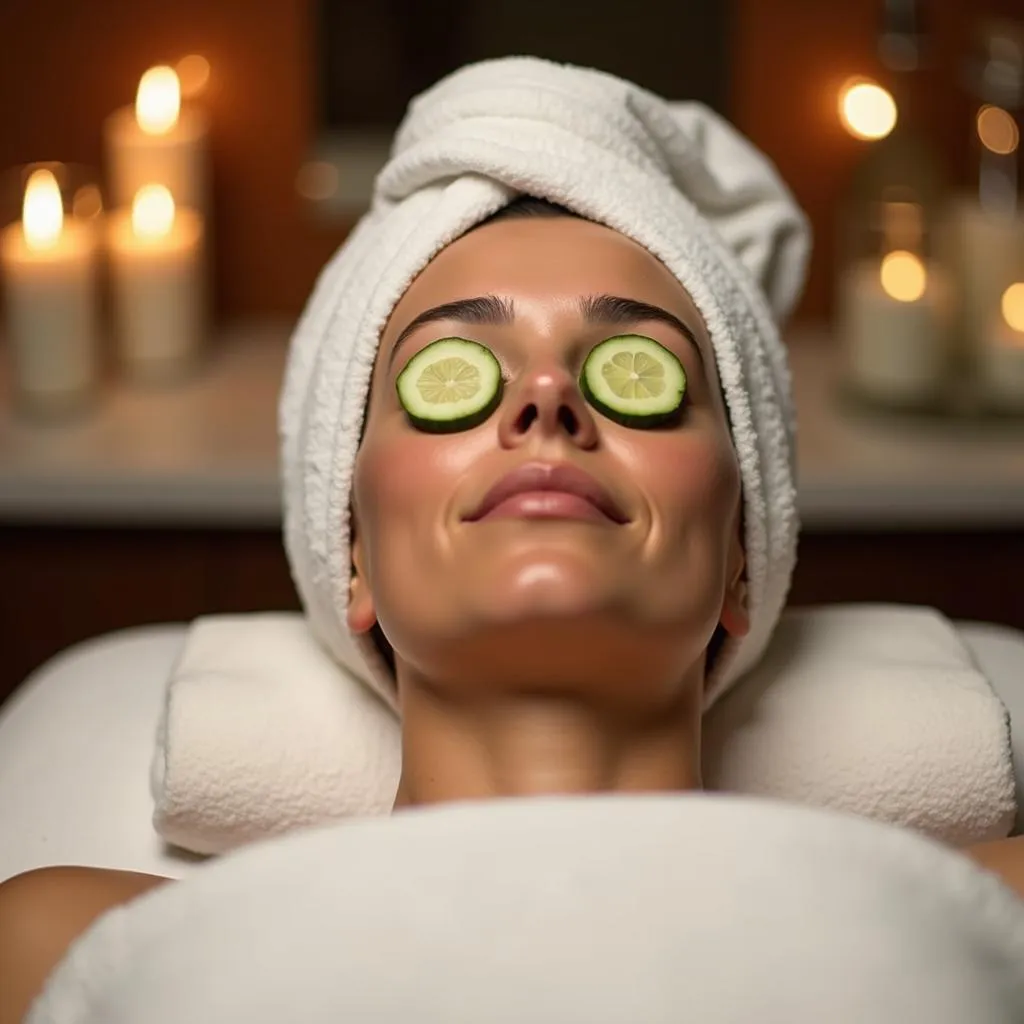 Woman Relaxing at Spa