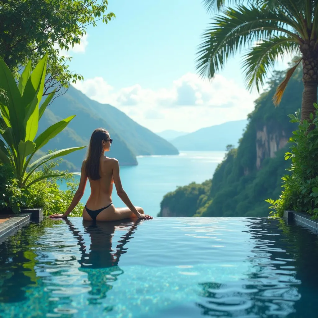 Relaxing by the Pool at a Spa Hotel