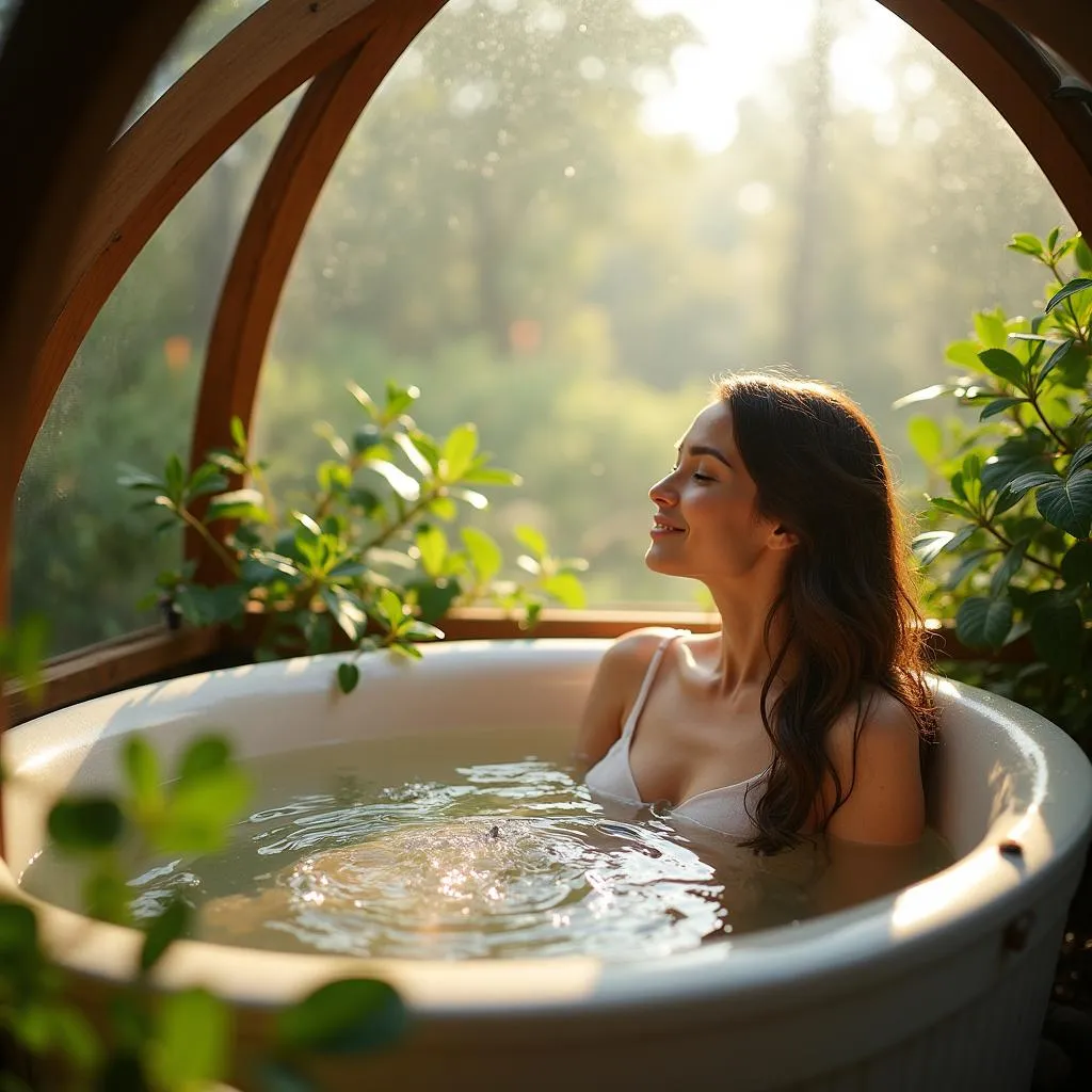 Woman Relaxing in Abri Spa Dome