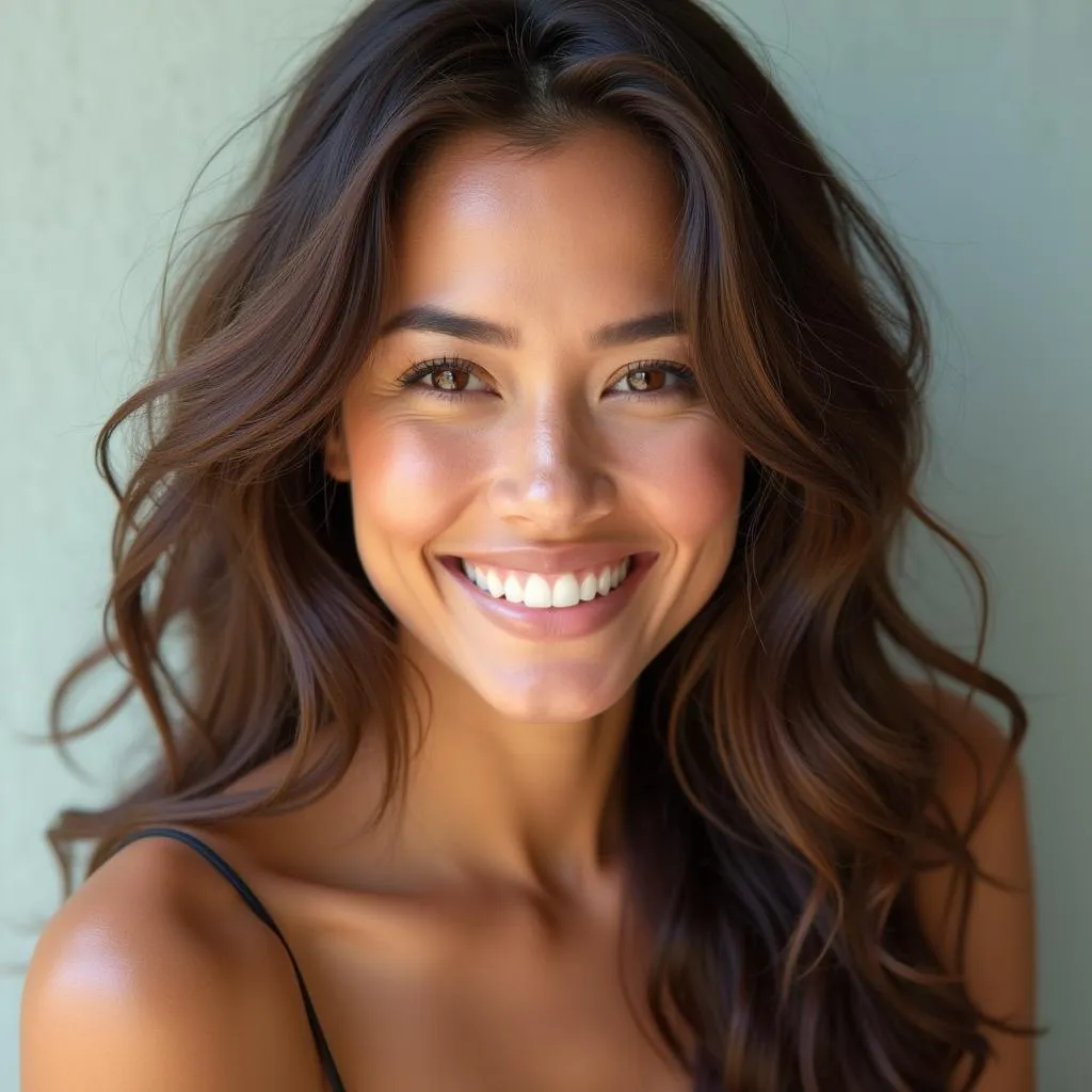 Woman with Healthy, Shiny Hair After Aqua Spa