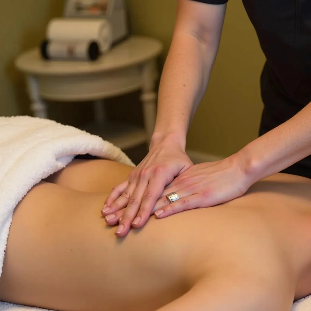 Therapist performing signature massage at Zivaya Spa