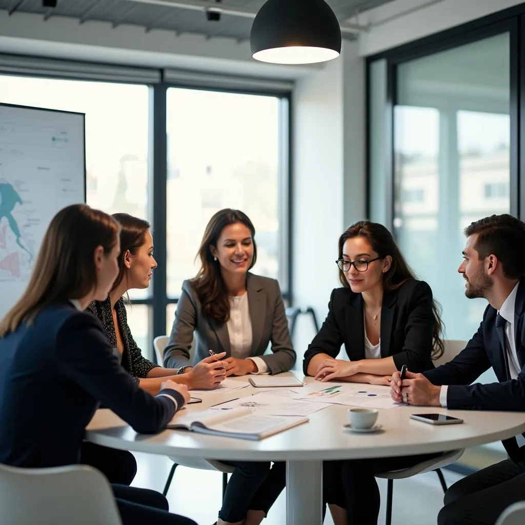 Business meeting in a modern spa corporate office