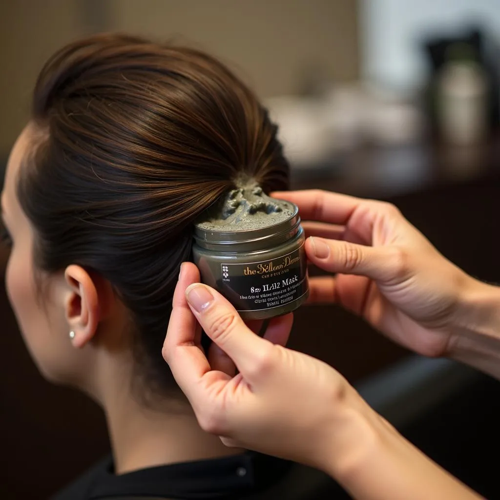 Stylist Applying a Hair Mask at an Oasis Hair Spa