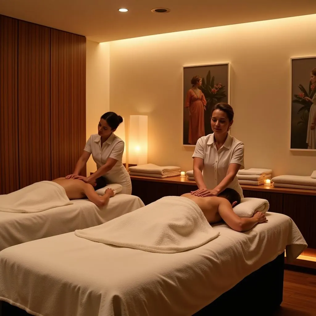 Couple enjoying a relaxing massage at Aanari Spa Mauritius