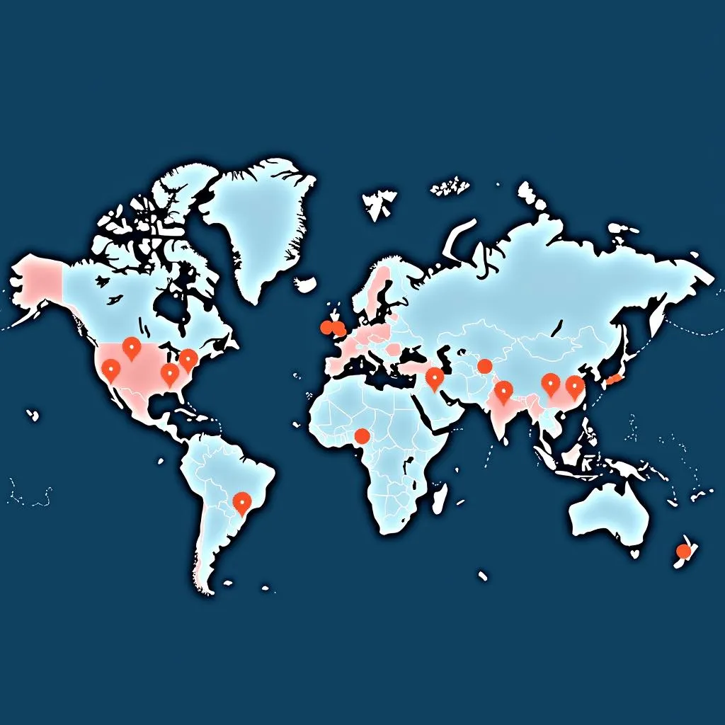 A world map highlighting Acef Spa's reach.