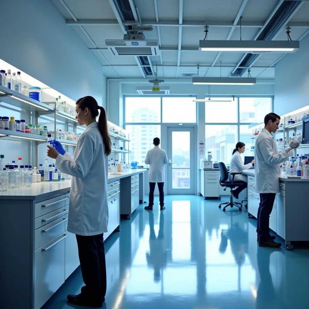 Researchers in a laboratory setting