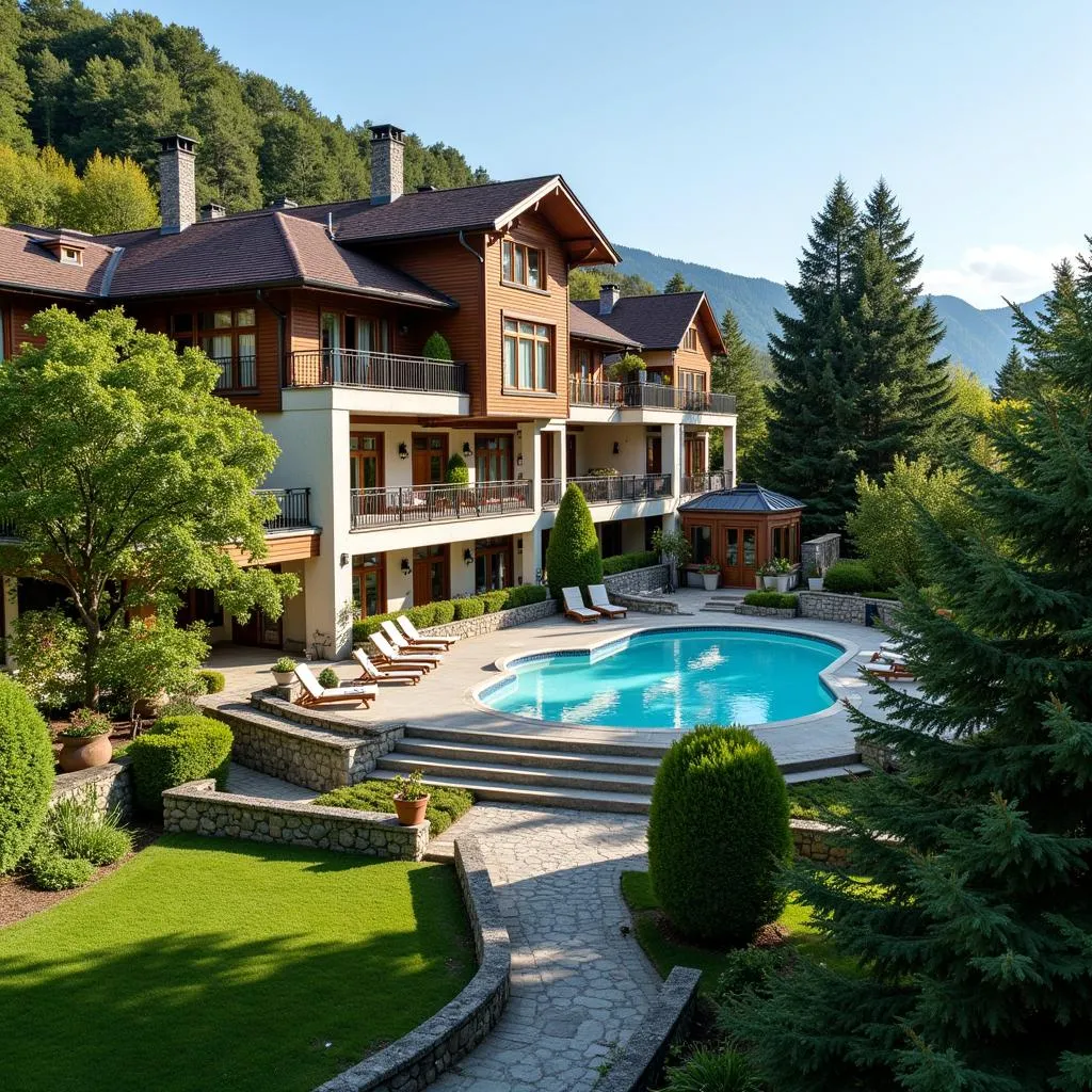 Exterior view of Adri Na Thermal Spa Otel amidst lush greenery