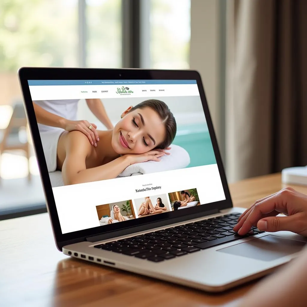 Modern spa website design on a laptop