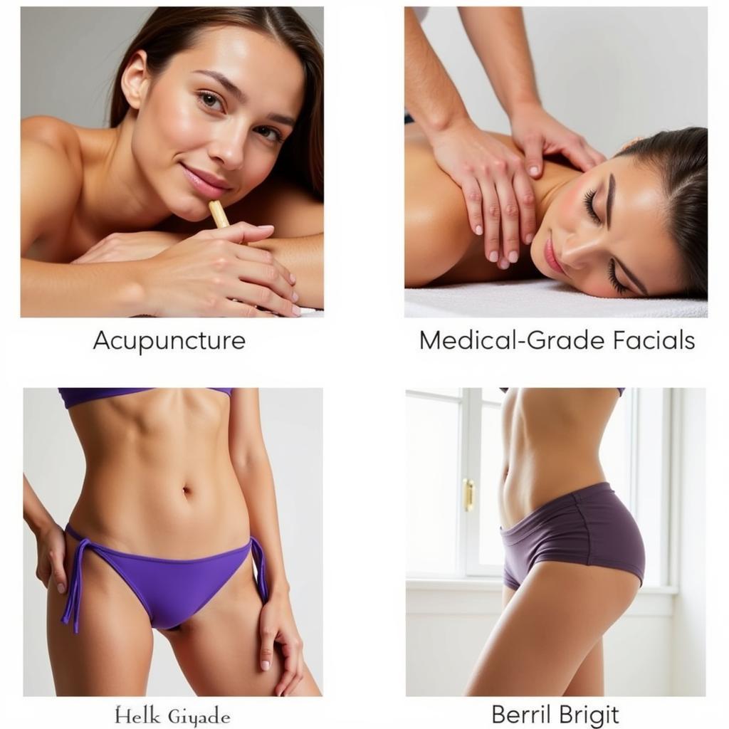 A collage showcasing the variety of services offered at an ageless integrative medical spa