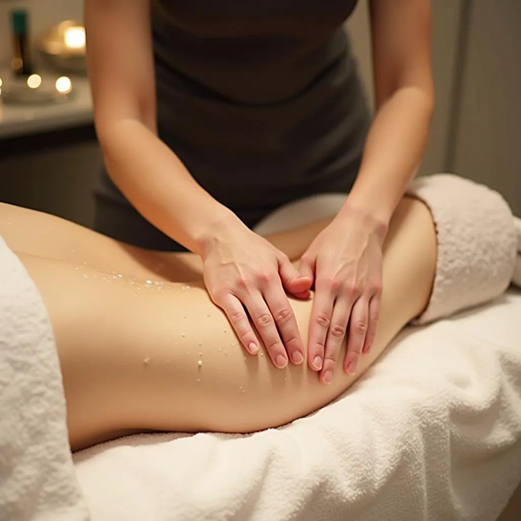 Therapist performing a Korean body scrub