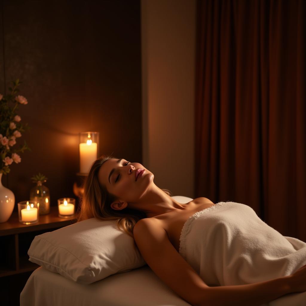 Woman relaxing in an all-night spa