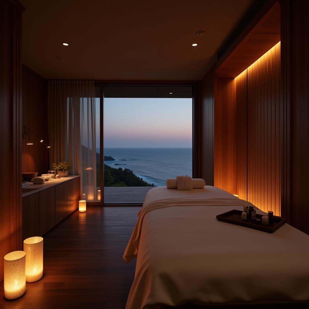 Spa treatment room at Amaan Beach Bungalows in Zanzibar featuring natural decor and a calming ambiance