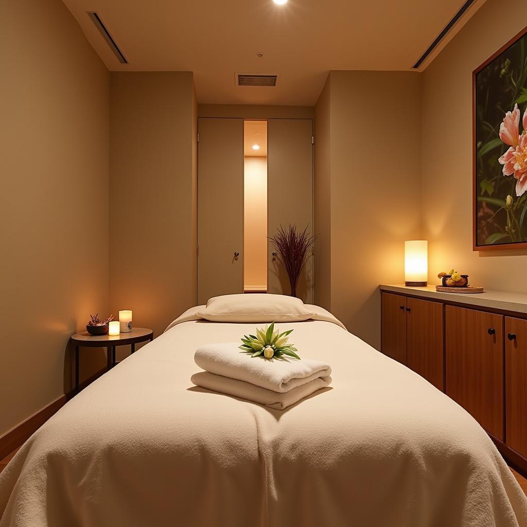 Tranquil spa treatment room at Amantra Resort