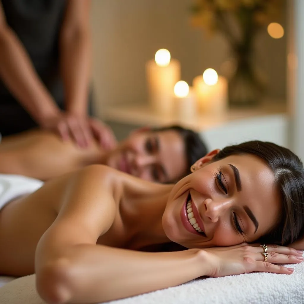 Couple enjoying a massage at Amathus Hotel Spa