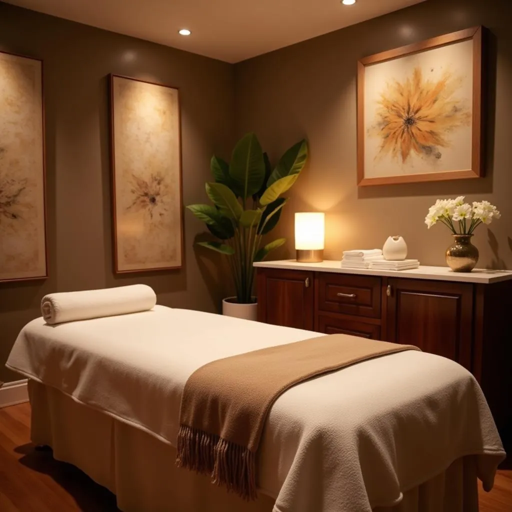 Tranquil massage room at Amazing Aura Spa