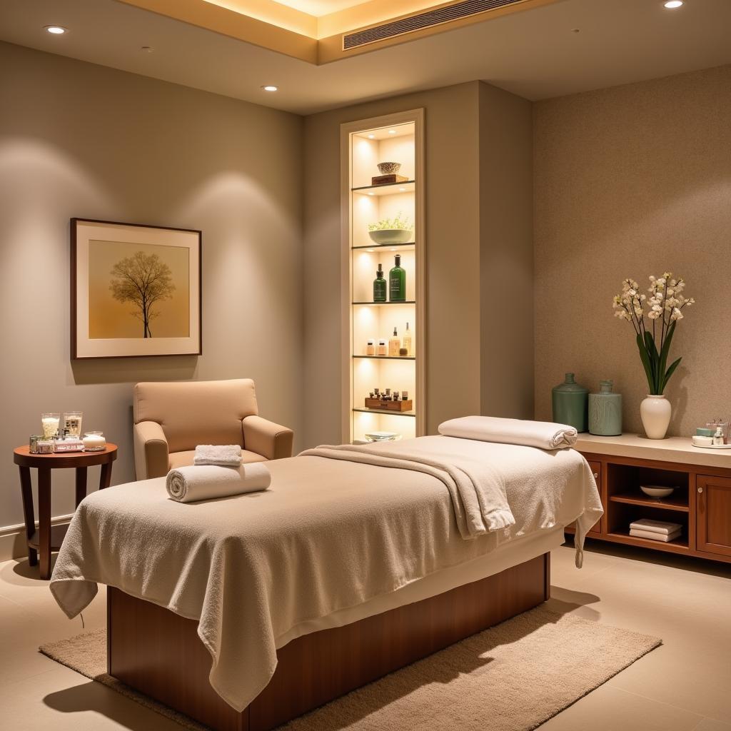 Relaxing spa treatment room at Amphora Skin & MD Spa