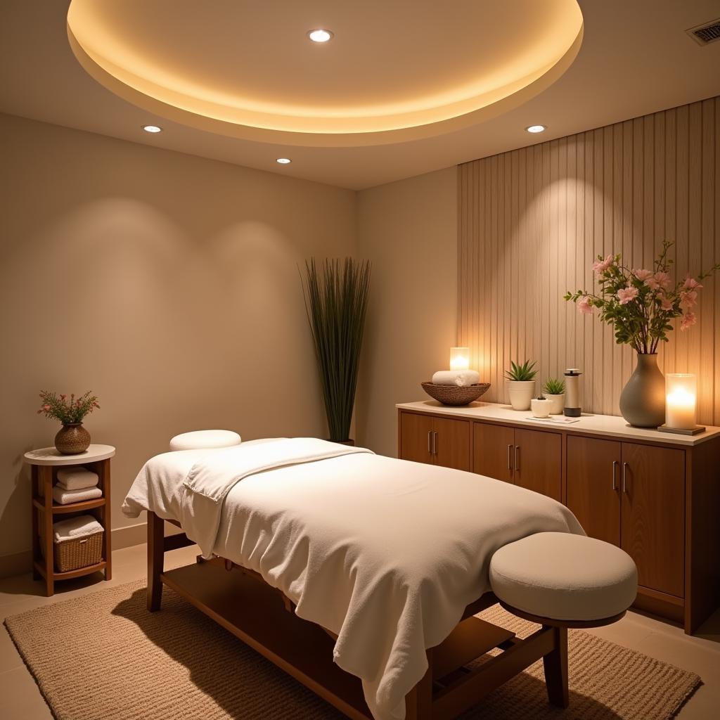 Serene treatment room at Amrit Kashi Spa