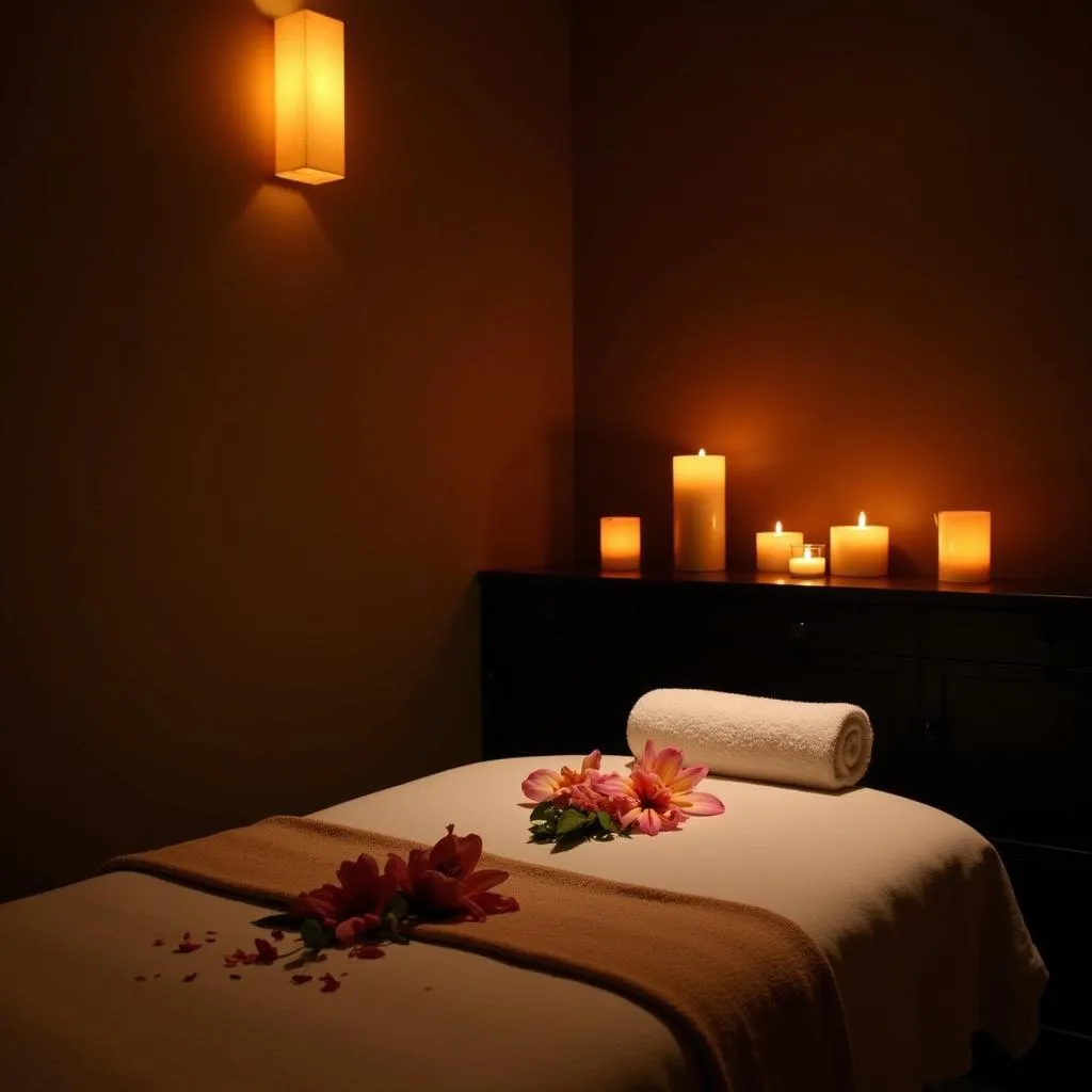 Tranquil treatment room at Amy Body Spa