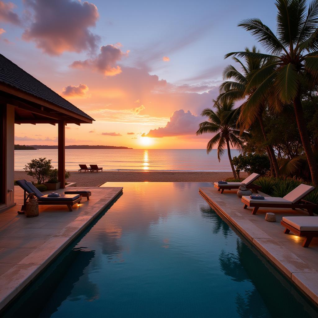 Anahita Beachfront Villa at Sunset