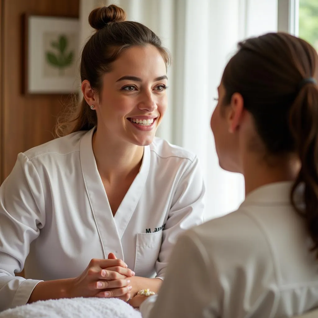 Ananta Spa Therapist Consulting with a Client