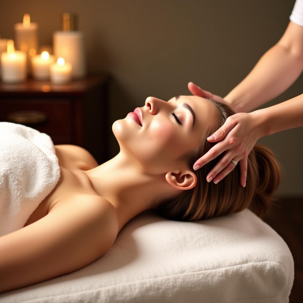 Anoz Spa Groupon Deals: A woman relaxing during a spa treatment.