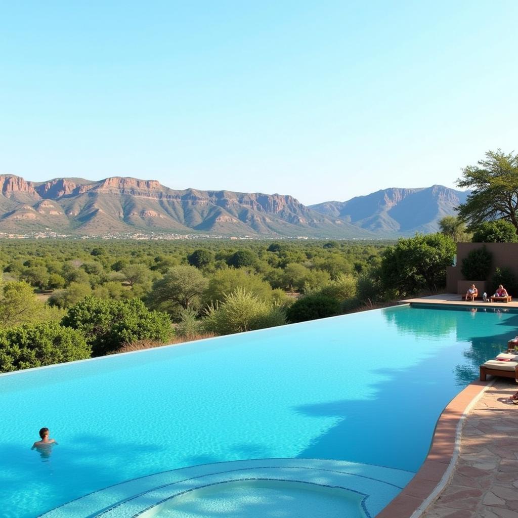 Infinity Pool Overlooking the Aravalli Hills at Araliayas Resort & Spa