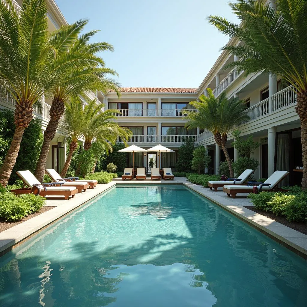 Tranquil poolside setting at Aria Boutique Hotel &amp; Spa