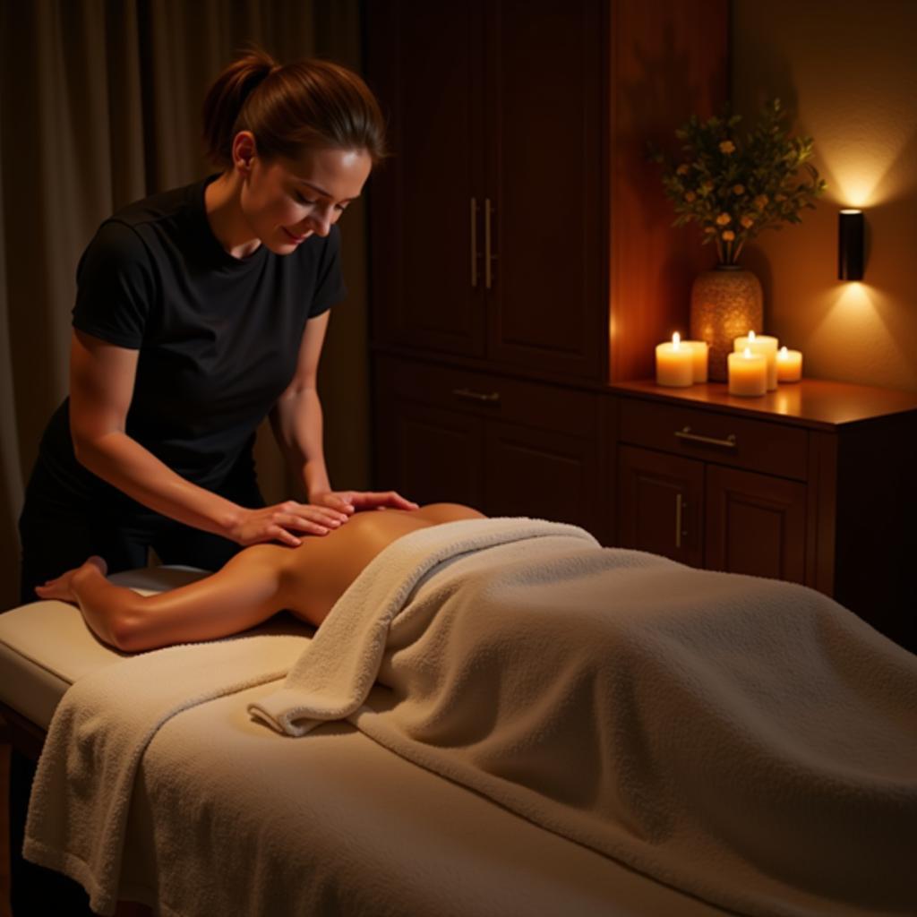 Aria Mobile Spa therapist providing a relaxing massage at a client's home.