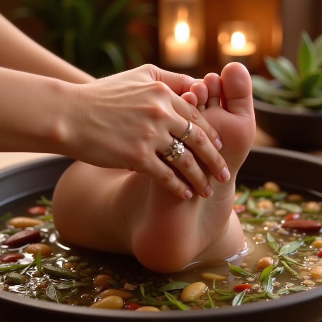 Aroma Thai Foot Spa Treatment in Progress