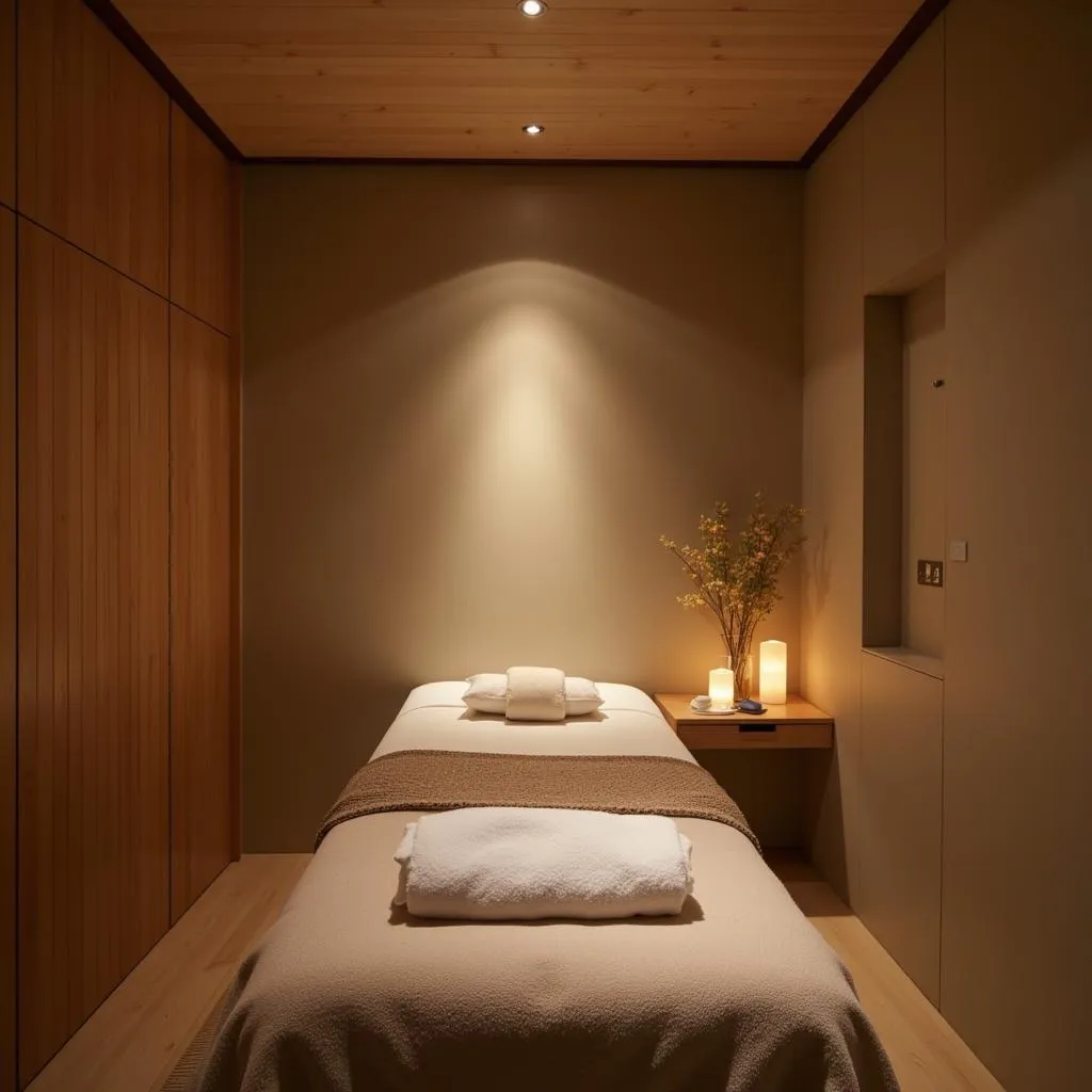 Serene spa treatment room at Atmantan