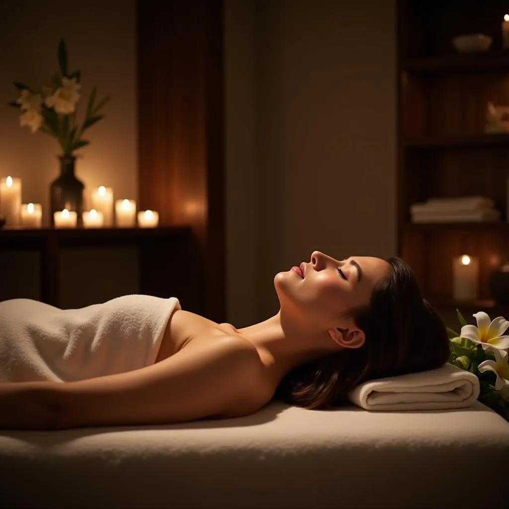 Woman Relaxing in a Treatment Room at Attitudes Salon and Spa