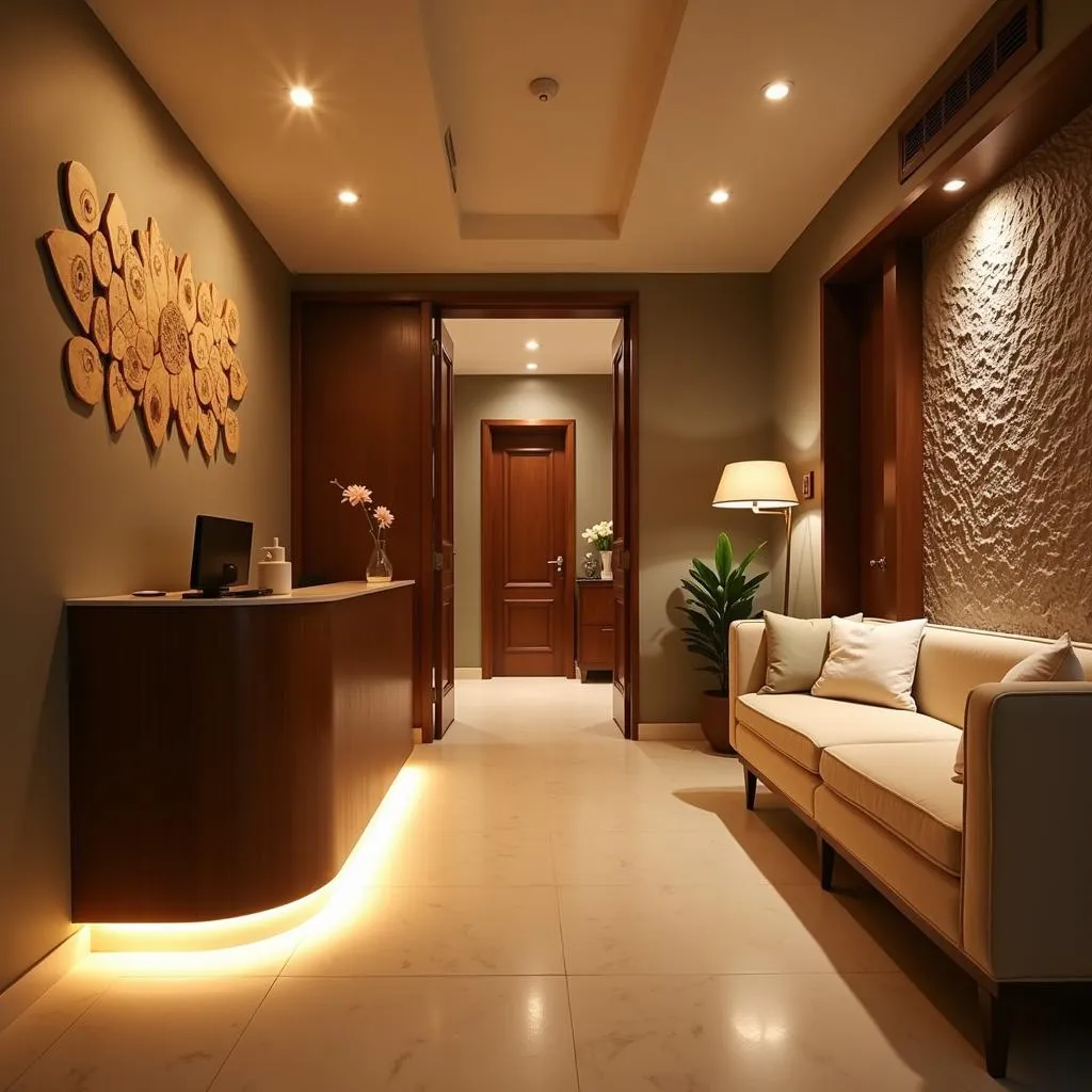 Serene reception area of Aura Body Spa Jalandhar