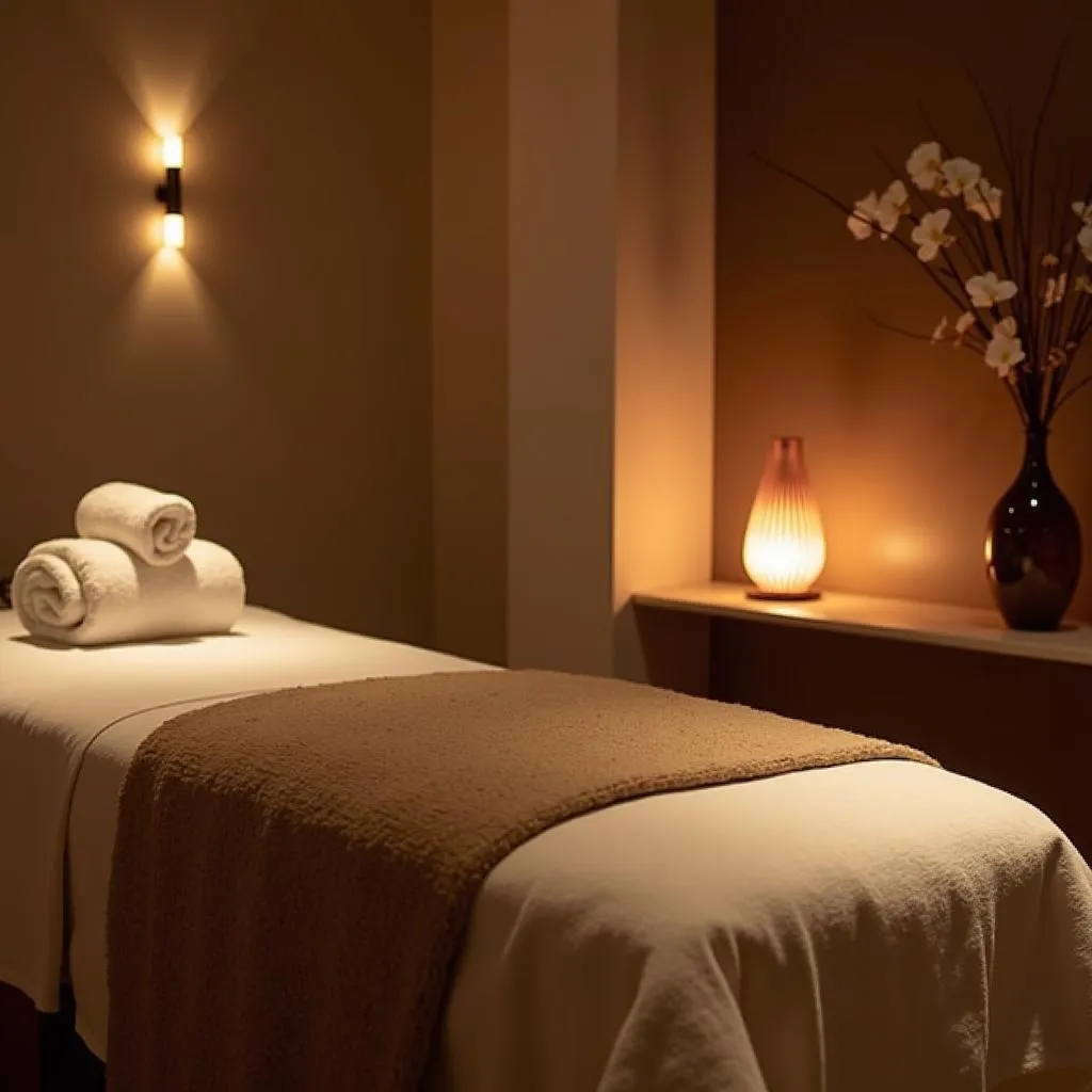 Luxurious spa treatment room at Aura Spa Saket Delhi