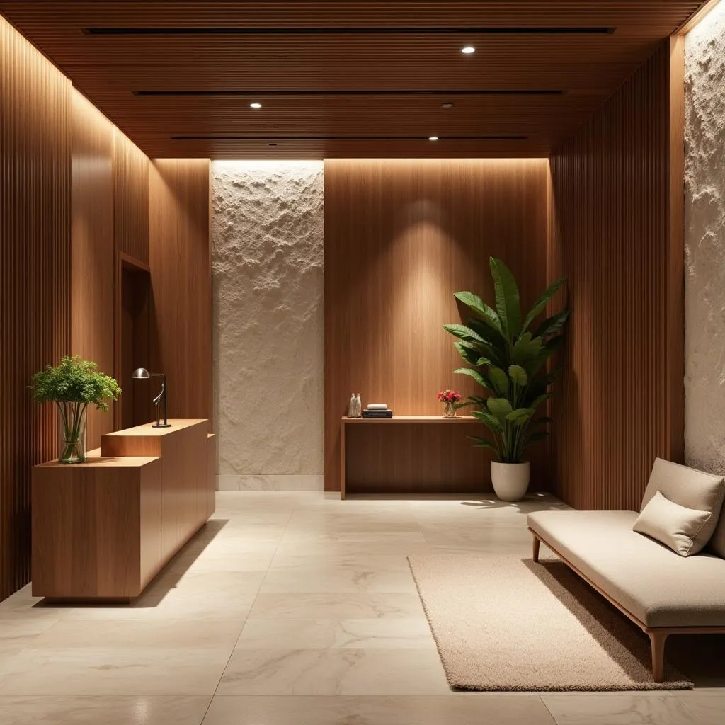 Serene reception area at Aurah Spa