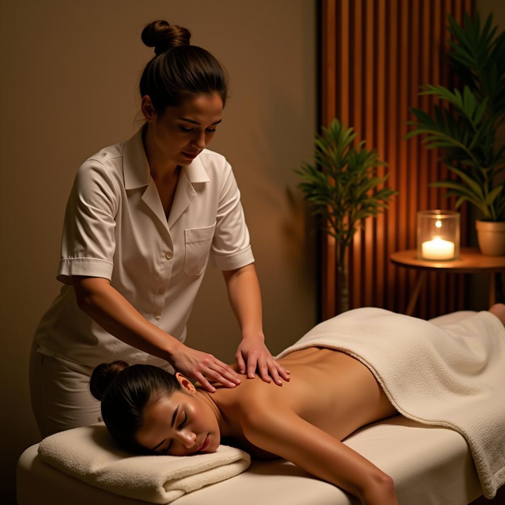 Authentic Indian Massage Therapy: A Woman Receiving a Traditional Ayurvedic Massage