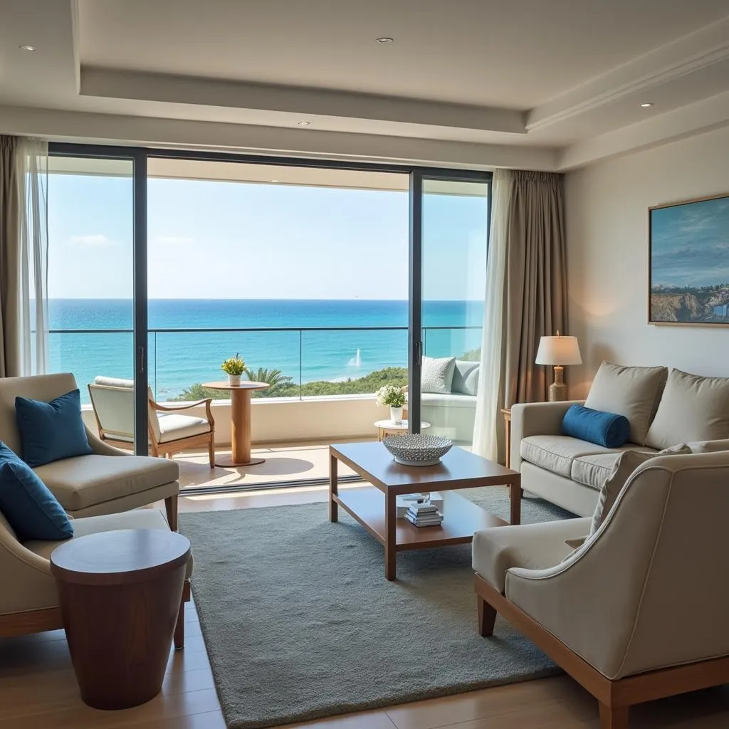 Spacious room at Avani Seychelles overlooking the ocean