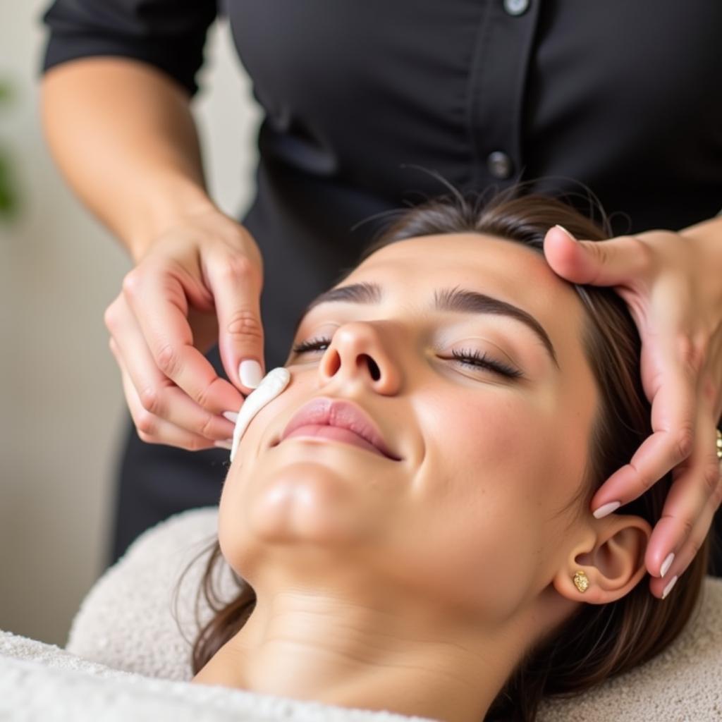 Close-up of Aveda Facial Treatment