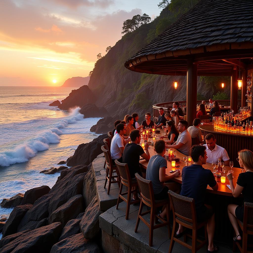 Ayana Resort's Rock Bar at Sunset with Ocean Views